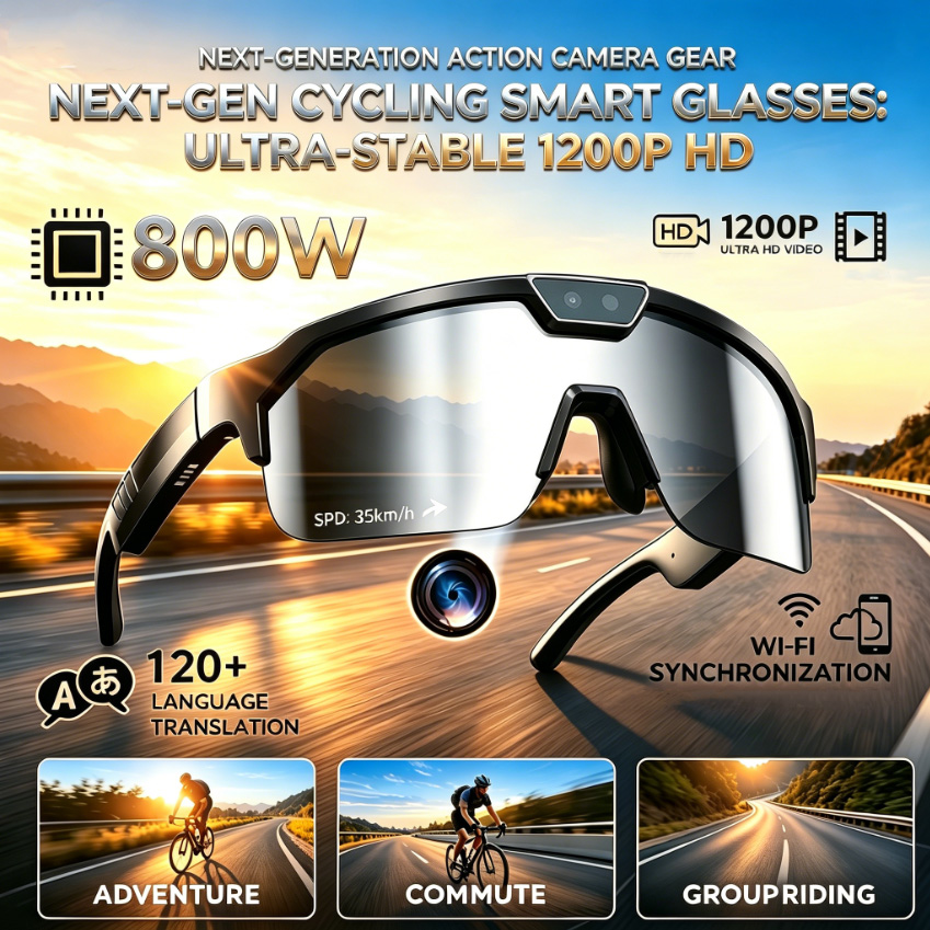 Outdoor Sport Glasses - 2026 Fahrradbrille mit 800W HD-Kamera, UV-Schutz,