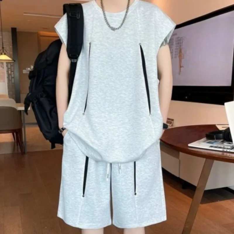 Outdoor Sports Outfit - Teenager-Jugend-Sommer-Leichtgewicht-Tanktop für Herren, zweiteiliges Set, trendiges,