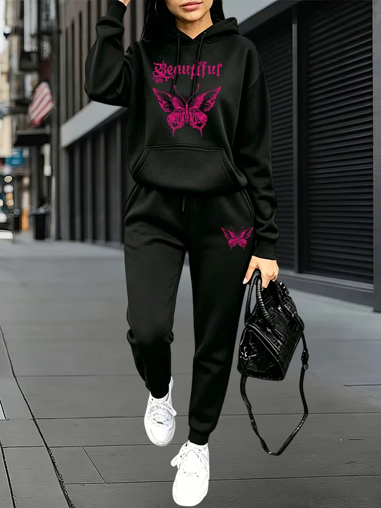 Outdoor Sports Outfit - Herbst-Winter Alltags-Freizeit-Sportanzüge: Hoodies + Jogginghosen, Komfort-Outfits