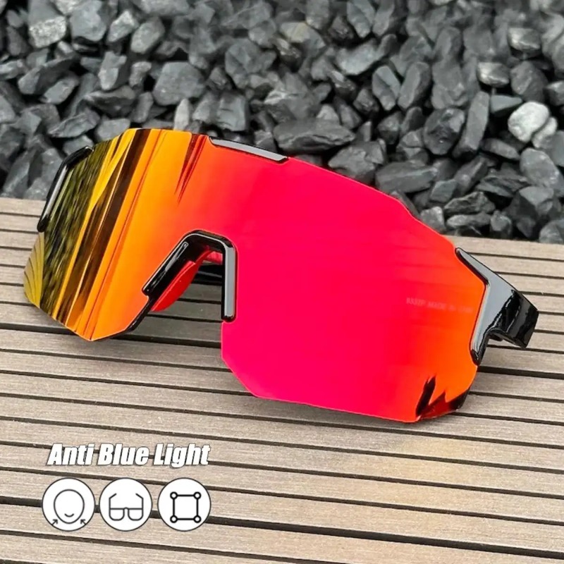 Outdoor Sport Glasses - Quadratische Fahrrad-Sonnenbrille mit großem Rahmen, UV-Schutz,