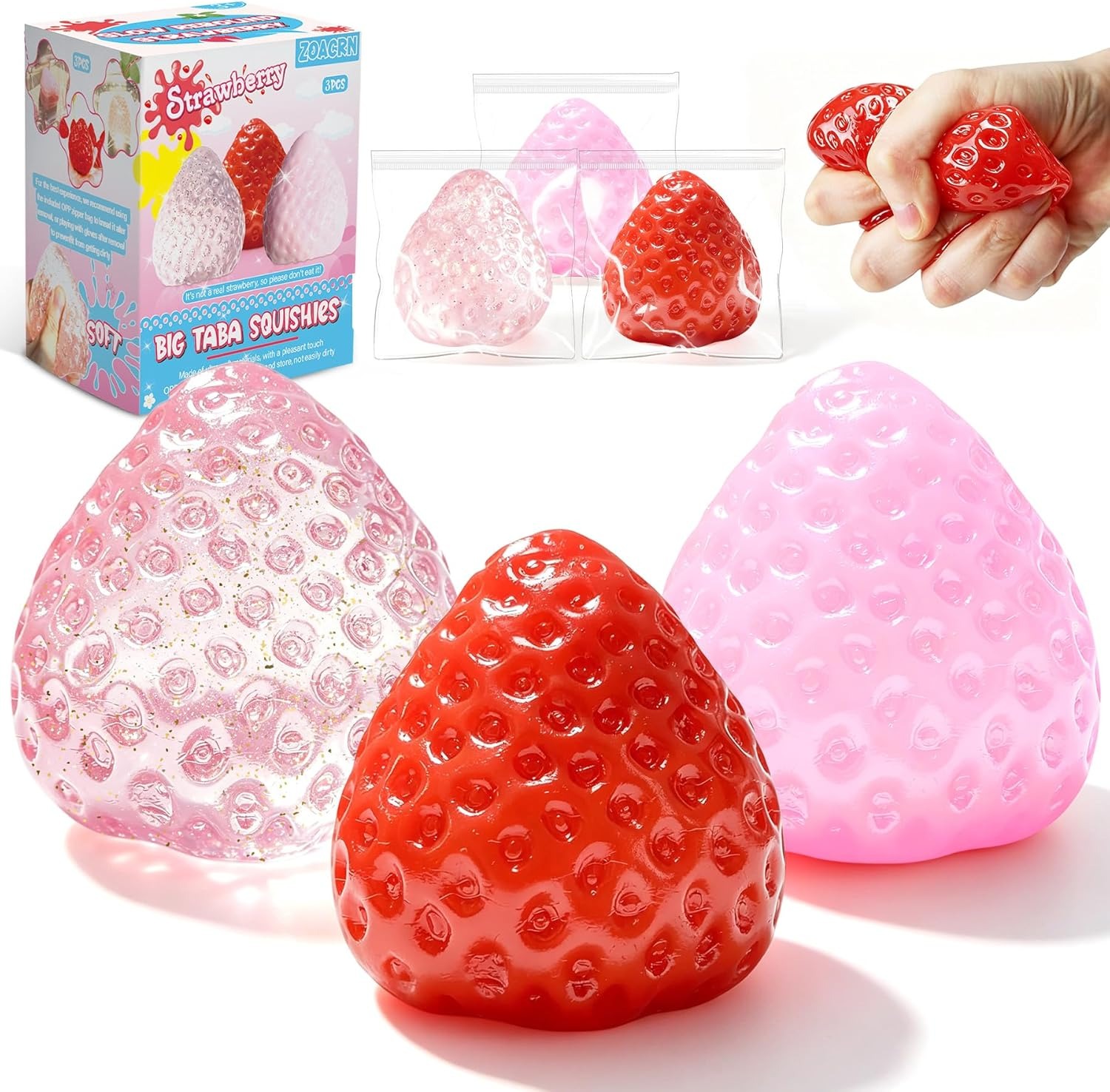 Outdoor Sports Accessories - 3 Stück Jumbo Erdbeer-Taba Squishy Weiches