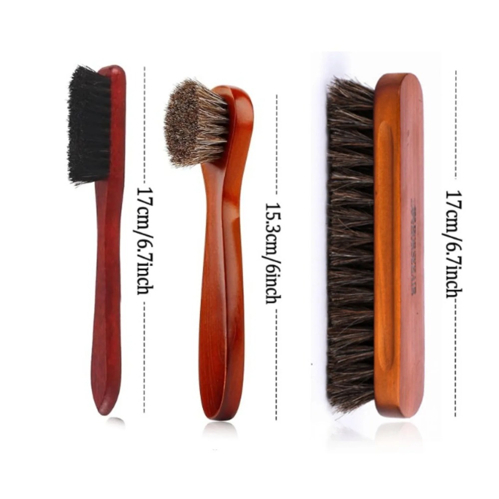 Brushing Boot Horse - 3-teiliges Rosshaar-Schuhbürsten-Set Polierbürste für Lederstiefel Wildleder-Schuh