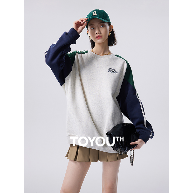 Outdoor Sport Hoodie - Toyouth Damen-Sweatshirt 2026 Herbst Langarm O-Ausschnitt