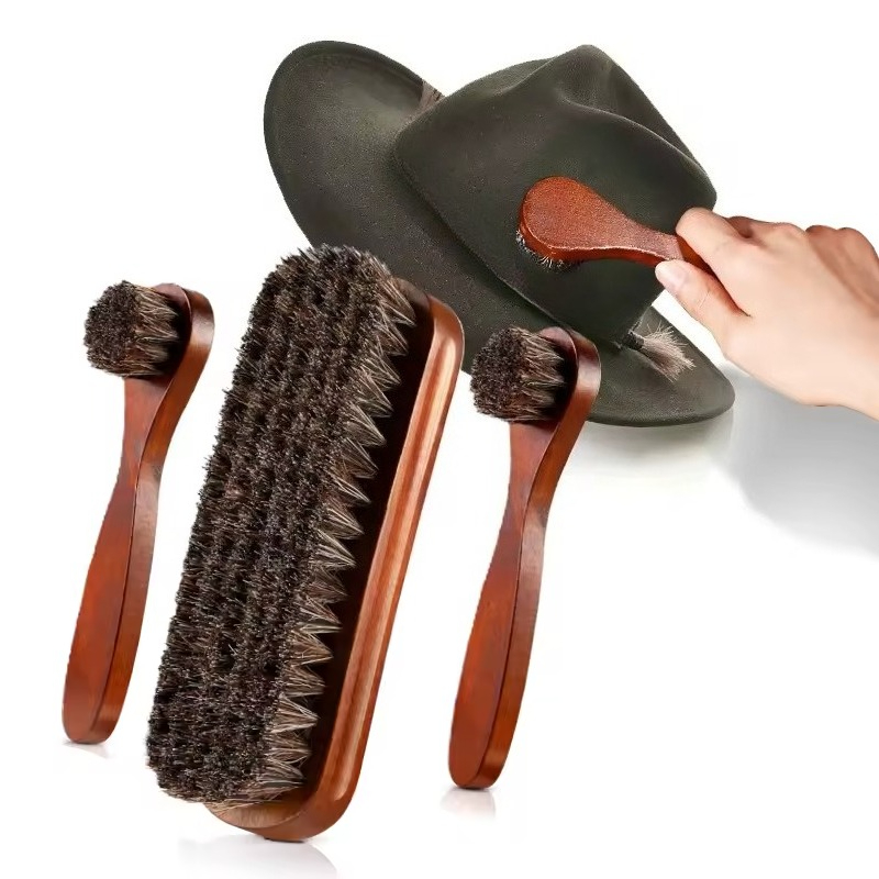 Brushing Boot Horse - Pferdehaar-Schuhbürsten-Set Lederstiefel-Polierbürste für Wildleder-Schuhe Auto 3-teiliges