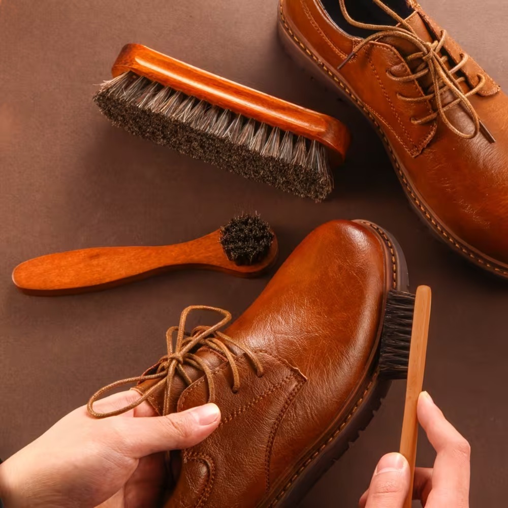 Brushing Boot Horse - 3-teiliges Rosshaar-Schuhbürsten-Set Polierbürste für Lederstiefel Wildleder-Schuh