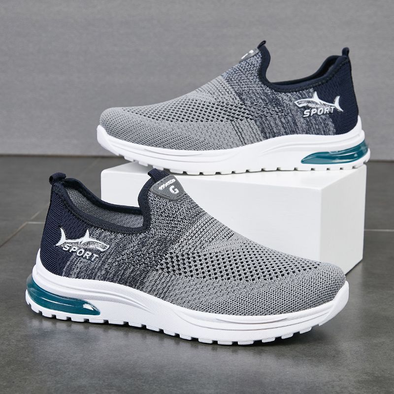 Outdoor Sport Lights - Neue Herren-Slip-On-Sneaker mit gestrickter Oberfläche, gepolsterter