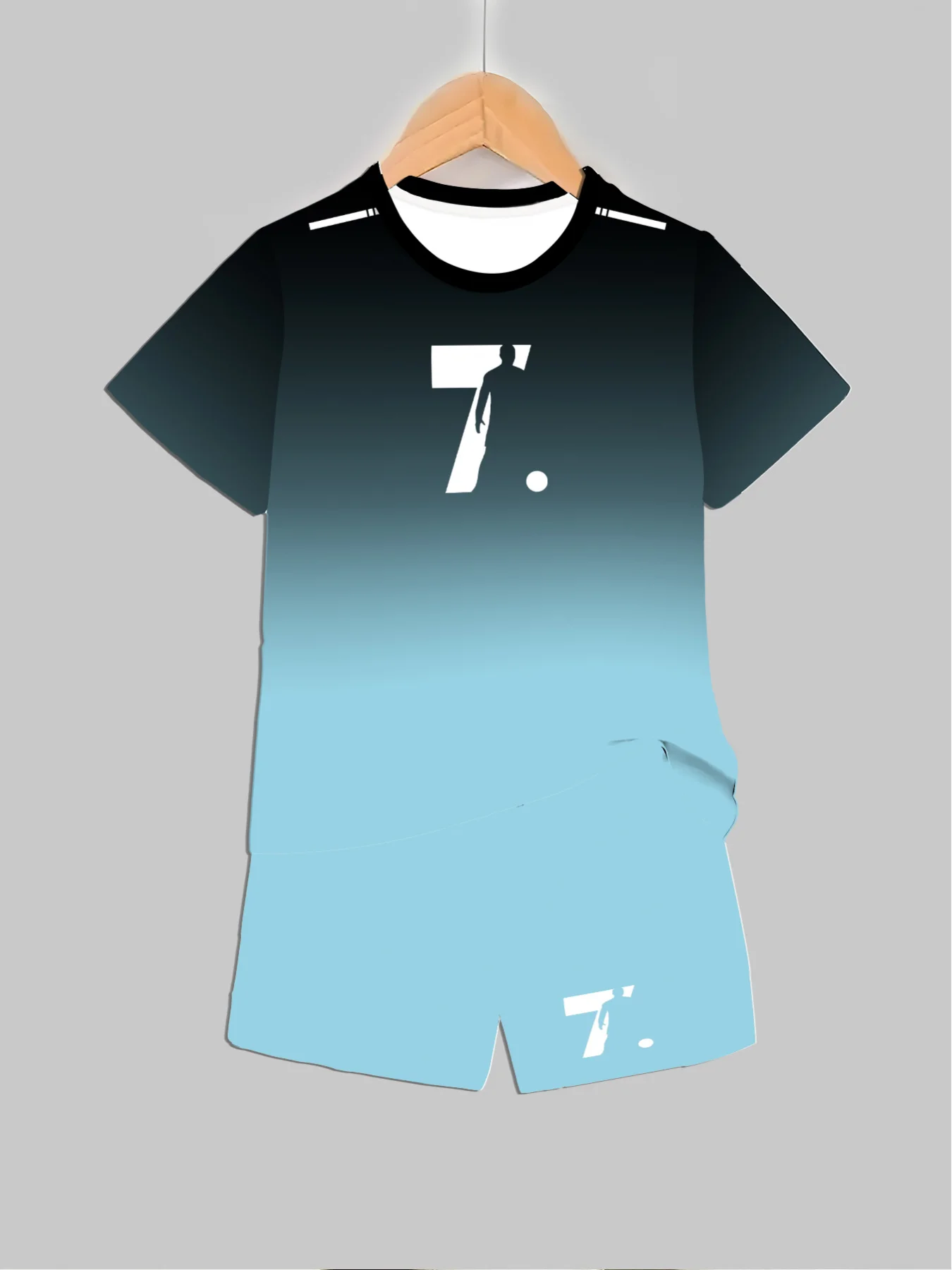 Outdoor Sports Outfit - Kinderkleidung Sport-Buchstaben-Thema Farbverlauf Bedrucktes Set für