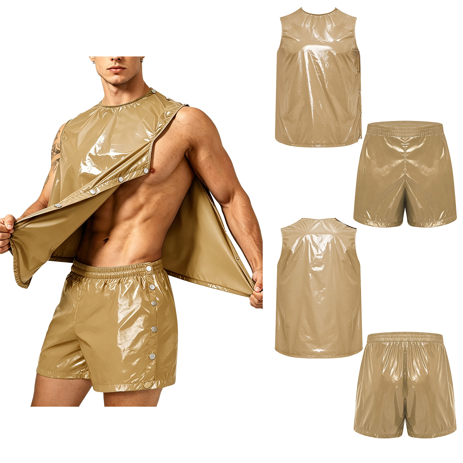 Outdoor Sports Outfit - Herren-Trainingsset: Adaptives, wasserdichtes Tanktop mit seitlichen