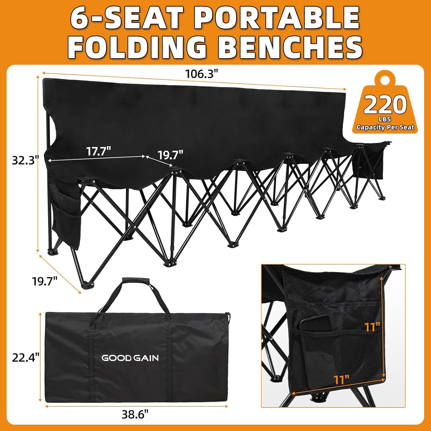 Tragbare Klappbare Schwarze Ou – Outdoor Sport Bench Bewertung und Preis